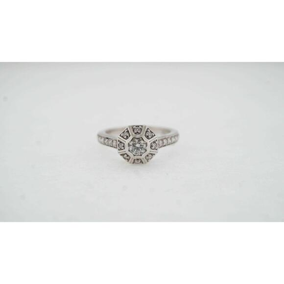 14k White Gold Diamond Engagement Ring Size 7 Estate Sale 0.33 TCW
